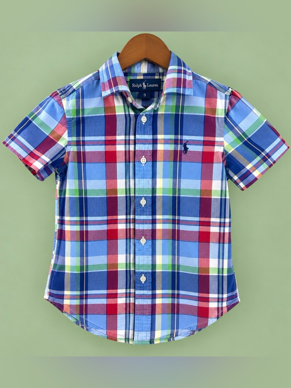 Ralph Lauren Boys Multicolor Plaid Button Down Shirt Size 5